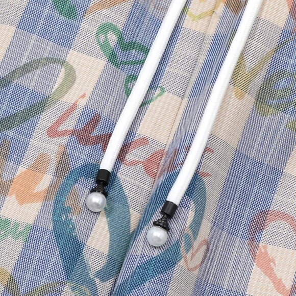 B.Sure Contrasting Heart Plaid Casual Pants - Picture 4 of 4